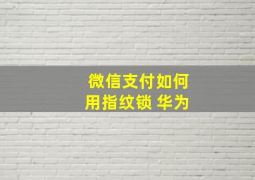 微信支付如何用指纹锁 华为